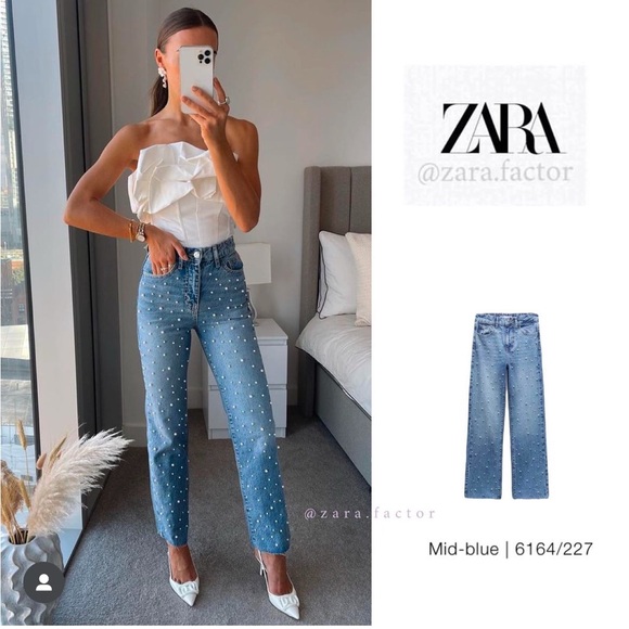 ZARA Z1975 STRAIGHT CUT PEARL JEAN - Picture 5 of 6